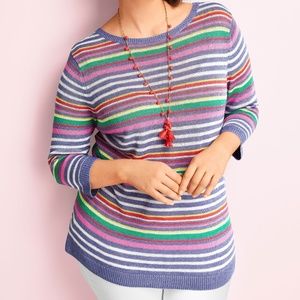 Talbots Linen Striped Pullover Sweater (M)